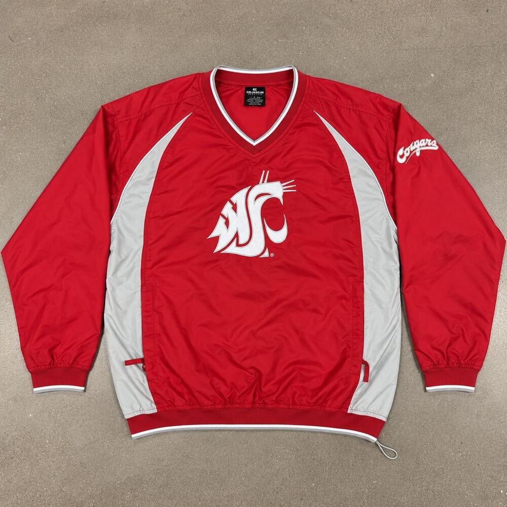 Washington State Cougars WSU Windbreaker Mens L Red Pullover College Jacket